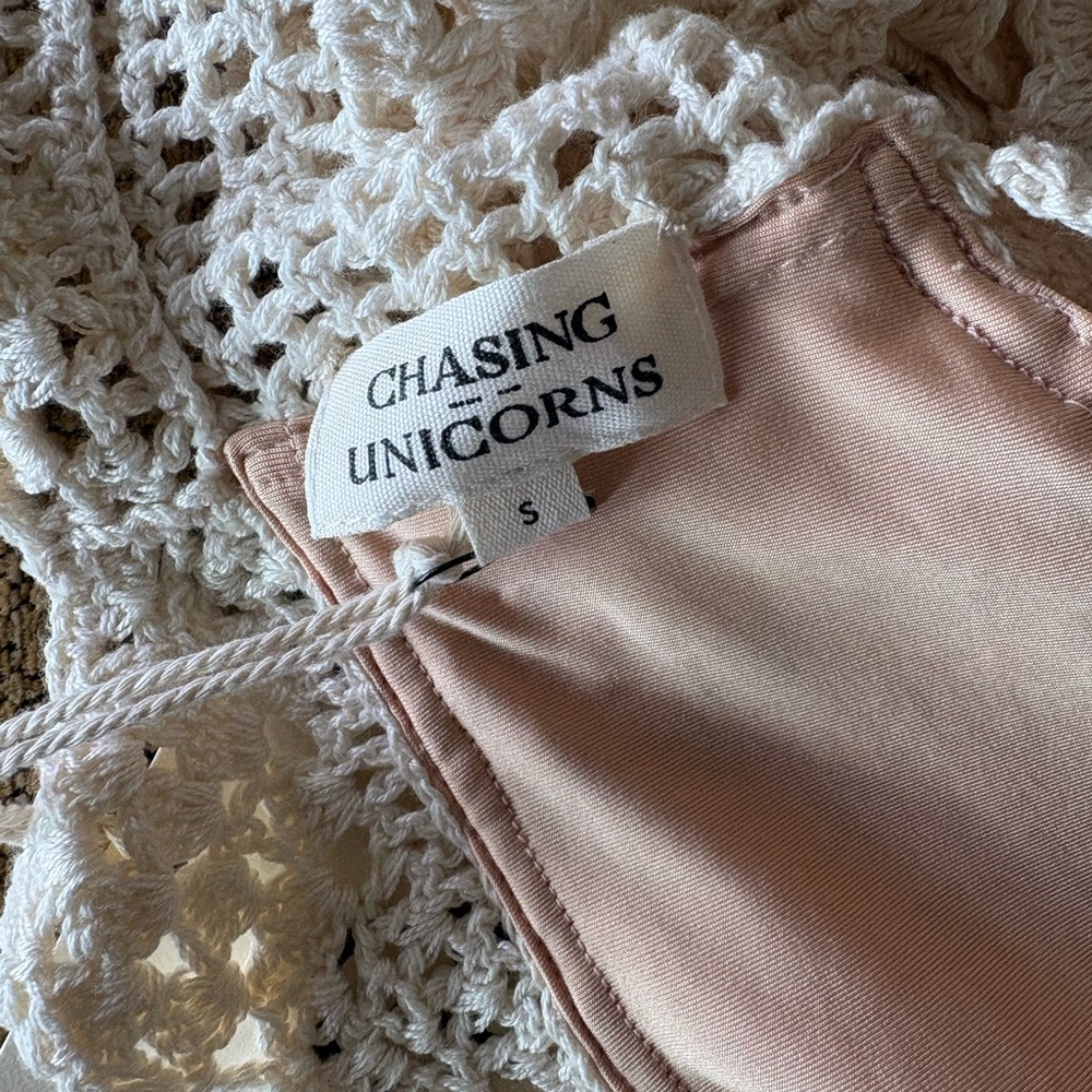 Chasing Unicorns Cream Crochet Square-Neck Crop Top - Picture 7 of 7